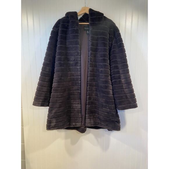 Rachel Zoe Coat Women's 3XL Faux Fur Coat, Dark Brown, Knee Length - Picture 1 of 5